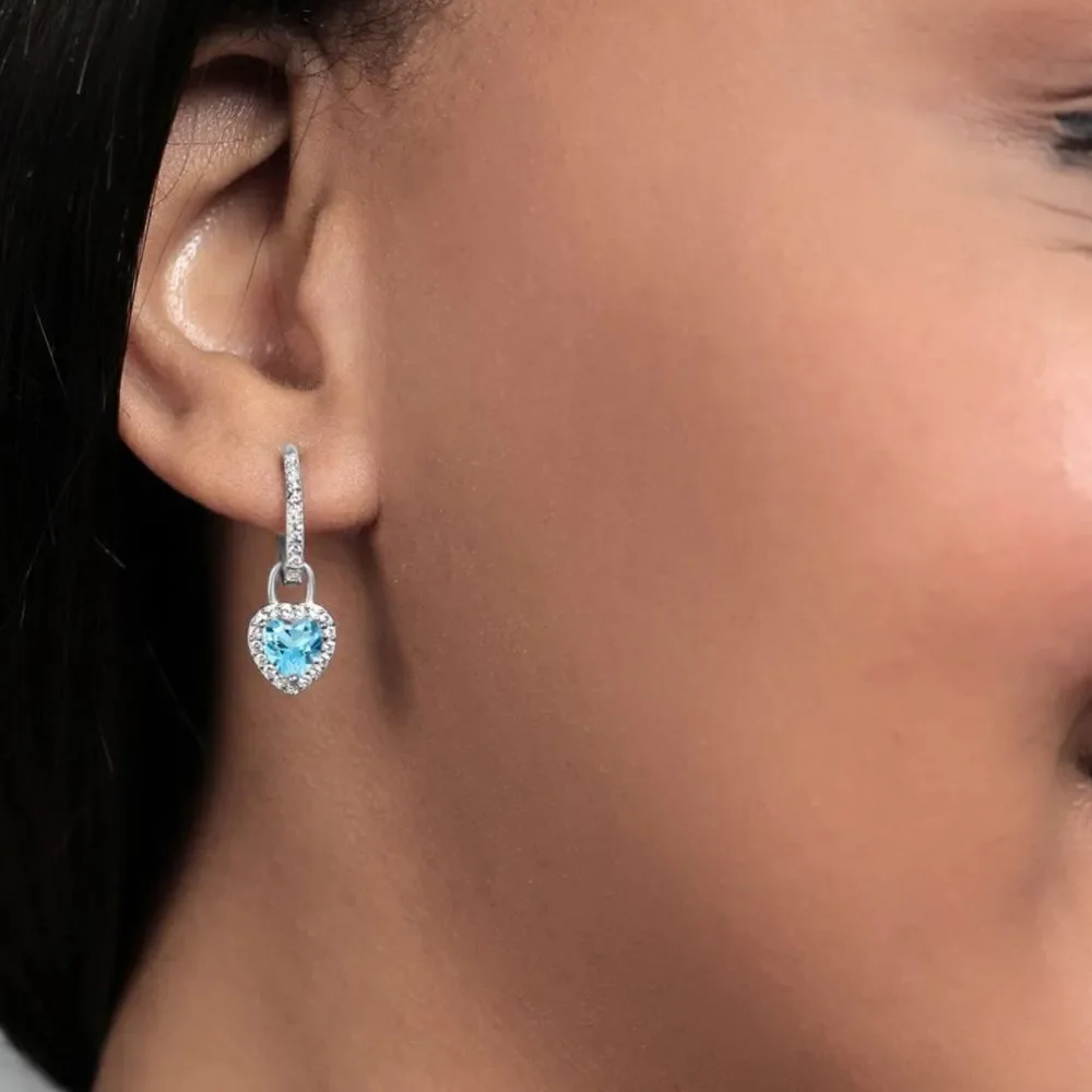 925 Sterling Silver 2.40 Cttw Swiss Blue Topaz and White Sapphire Heart Earrings